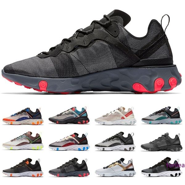 

2019 react element 87 undercover 55 men women running shoes mens trainer designer sneakers sports black white red desert sand size 5.5-11