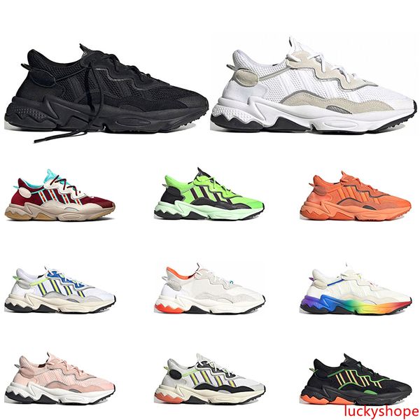 

2020 new ozweego men women casual shoes 3m reflective triple black cloud white solar red neon green pride outdoor sports sneakers size 36-45