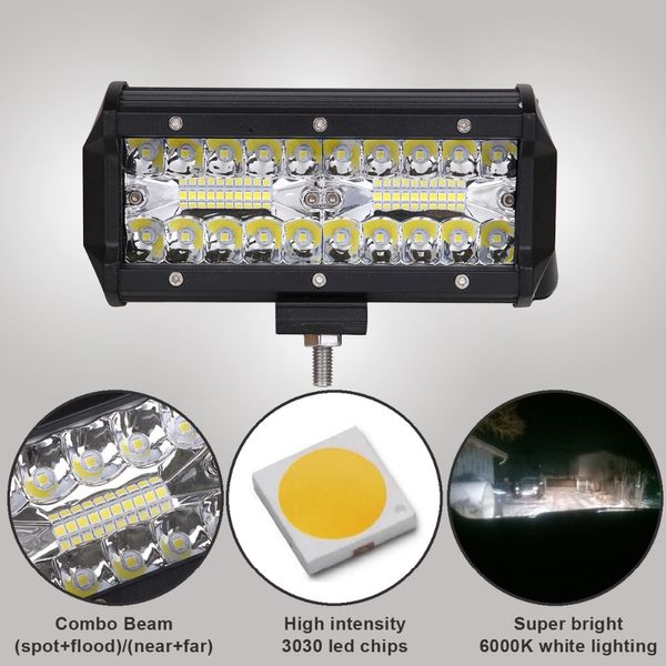 

offroad 6.5'' led work light bar car suv boat truck trailer motorcycle atv 4wd 4x4 12v 24v 120w driving headlight combo fog lamp