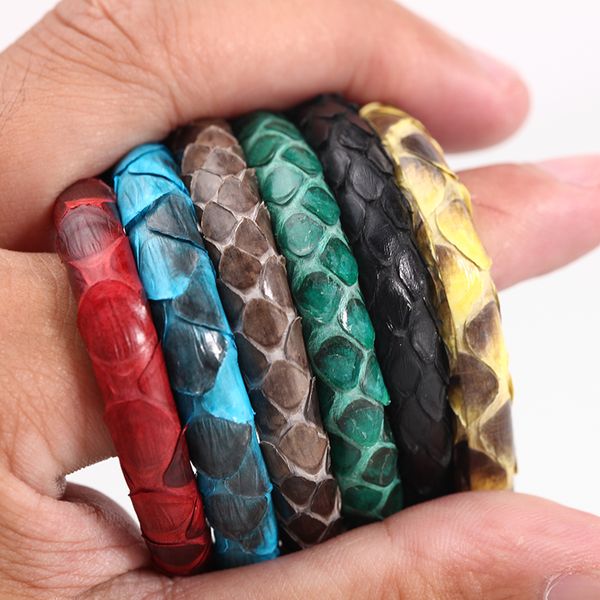 

magic fish bracelet men snake skin diameter 6mm length 20cm colorful bracelet fashion customized leather bracelet men hot, Golden;silver
