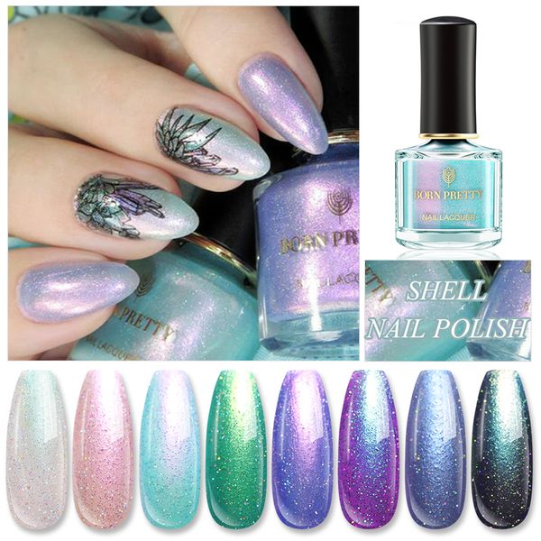 

born pretty 6ml pearl nail polish green purple color nail art polish glitter shining manicure lacquer art varnish