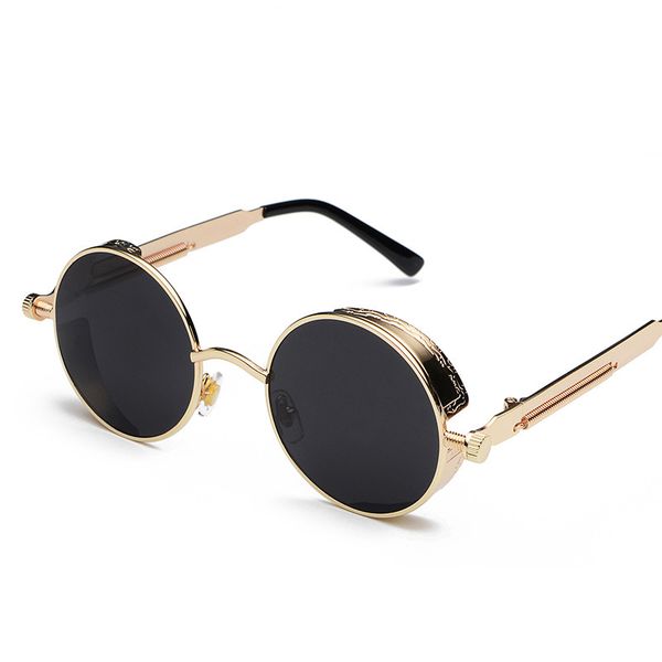 

round metal sunglasses steampunk men women new fashion glasses womens mens designer retro vintage sunglasses uv400 886, White;black