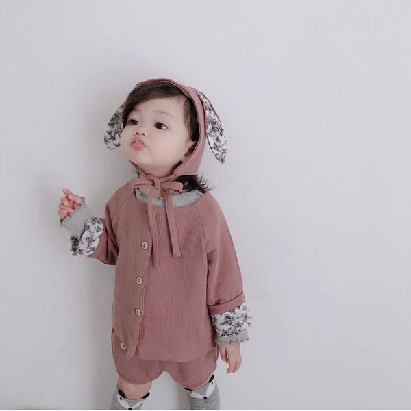 

lovely cozy newborn baby girls clothing cotton linen cardigans+shorts+ hat sets for girls costumes children outfits, Blue