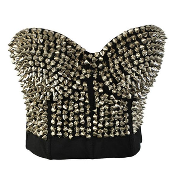 Sexy Fashion Spike Stud Rivet Gold Silber Dessous Punk Party Wear Clubwear Push Up BH für Frauen J190701