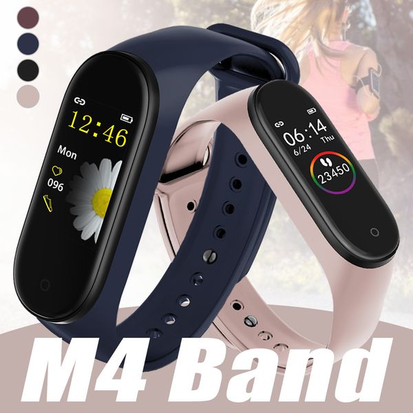 

fitness tracker m4 smart bracelet with heart rate blood pressure health wristband sport smart watch for iphone android cellphone with box