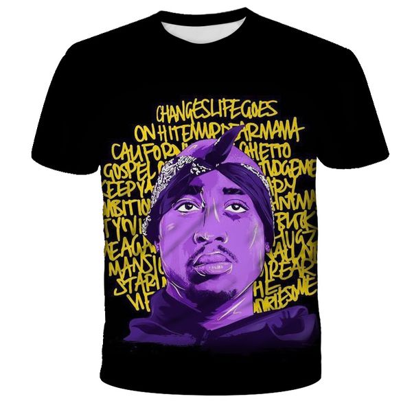 

2019 new fashion men women t shirt rapper amaru shakur 2pac tupac 3d print hip hop t shirts casual cool tshirt men q1135, White;black