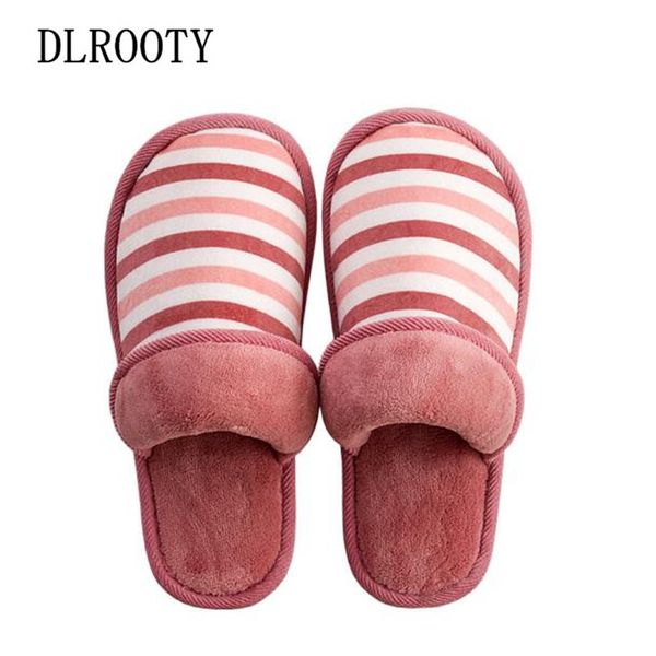 

winter women slippers indoor home flip flops warm fashion striped platform silent non-slip shoes female slides flat casual, Black
