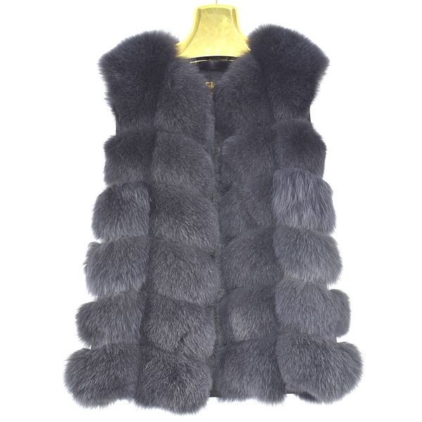 Nuovo Gilet da donna in vera pelliccia Gilet da donna in pelle spessa e calda Giacca in pelliccia tinta unita Cappotti da donna