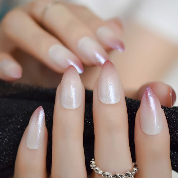Acheter Stiletto Appuyez Sur Les Pointes Des Ongles Blanc Rose Rouge Moyenne Couverture Complète Gel UV Artificielle Faux Ongles Art Avec Décoration