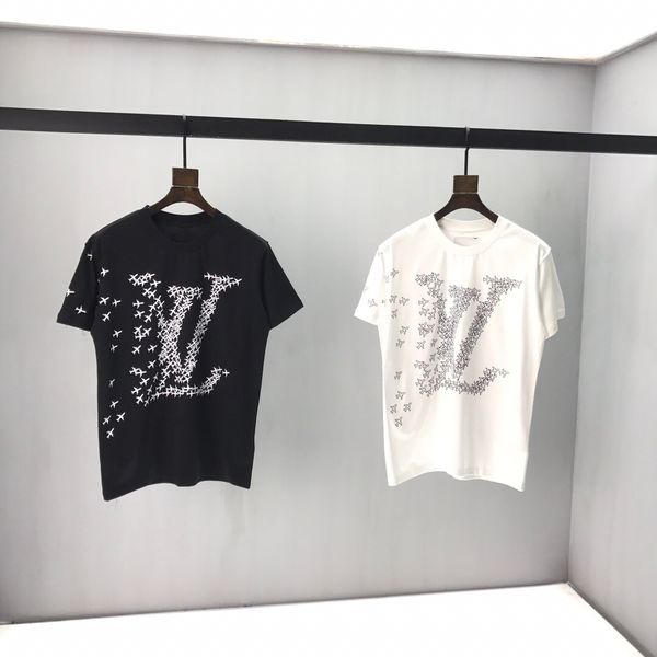 

2020ss весной и летом новый высококачественный хлопок печати короткий рукав круглый шею панель t-shirt размер: -l-xl-xxl-xxxl цвет: черный, White;black