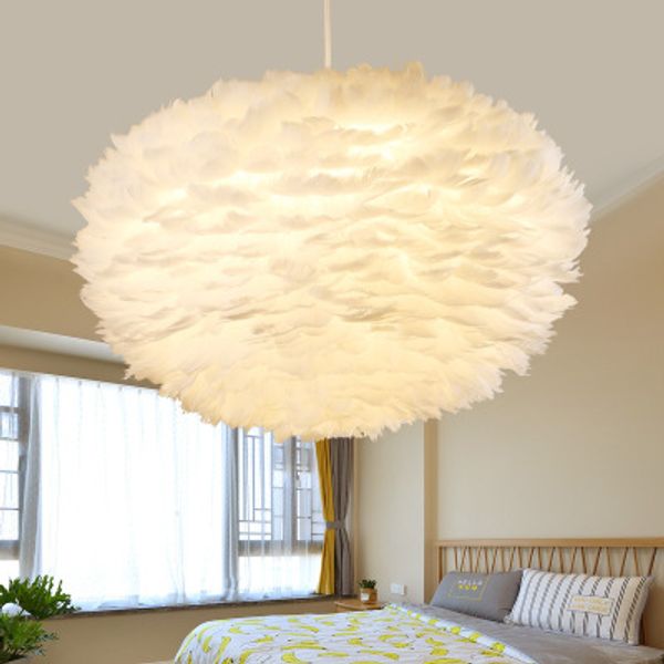 

овѬеменне nordic white feather кѬђглй подвене ламп e27 оделка олова палн гои
