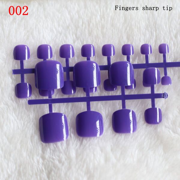 

2019 acrylic fake nails deep purple short toe nail candy color full nail tips pure color art tips 24pce / set, Red;gold
