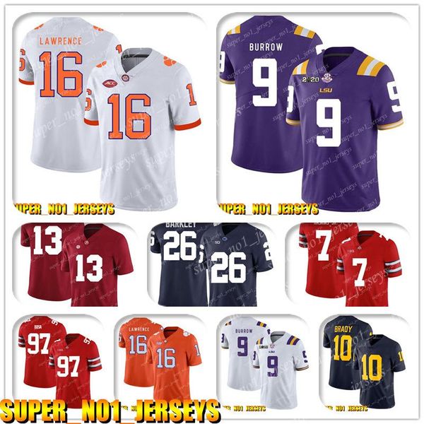 5-24 NCAA 16 Trevor Lawrence 9 Joe Burrow LSU Tigers College Football Jersey Drew Brees Alvin Kamara Michael Thomas Marshon Lattimore