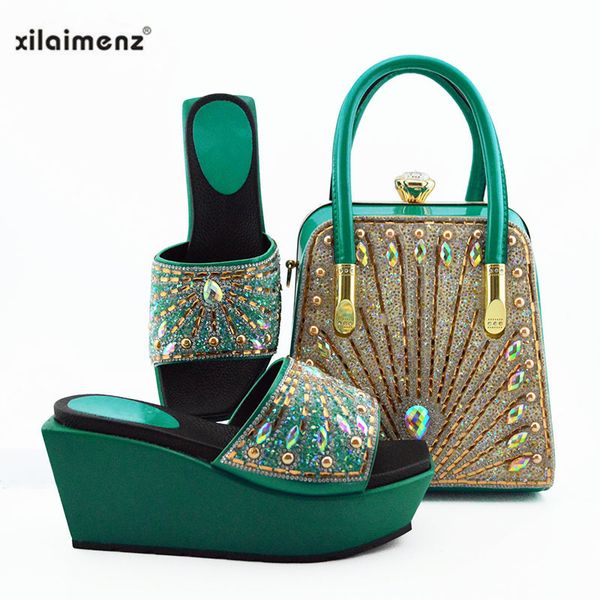 

summer new coming teal color african shoes and bags to match shoes with bag set matching nigerian shoe and bag set, Black