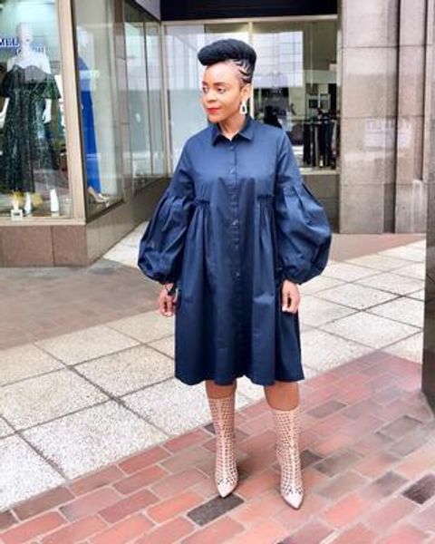 

plus size denim dress 2019 autumn long lantern sleeve knee-length dress casual vestido off shoulder sundress 5xl, Black;gray