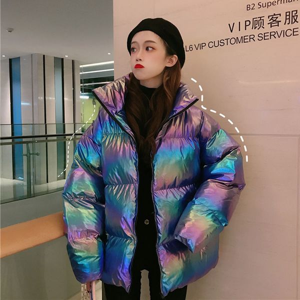 

fashion autumn winter women short stand collar multicolor down jackets coats warm thick winter jacket women parkas, Black