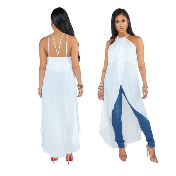 

Sexy Hi-Lo Solid Color Womens Designer Dresses Sleeveless Halter Summer Womens Dresses Casual Womens Clothing