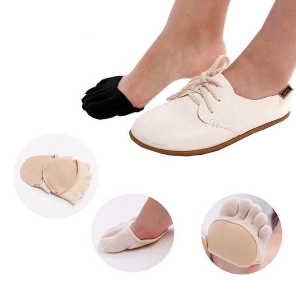

5pair/lot new stealth invisible five toe socks footpad absorbing sweat anti slip anti pain cotton fish mouth insole, Black;white