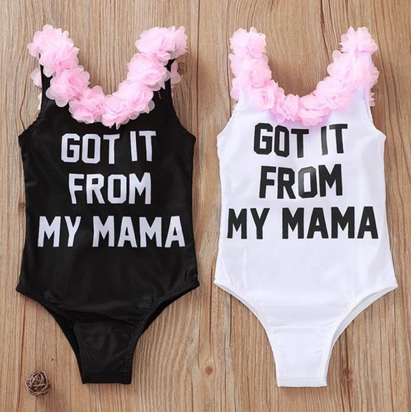 

baby swimwear toddler girls flower bikini swimwears letter infant swimsuit children bathing suit summer baby beachwear white black dw5133, Blue
