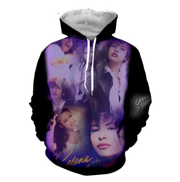 

new arrive hip hop style selena 3d print men women fashion hoodies rg048, Black