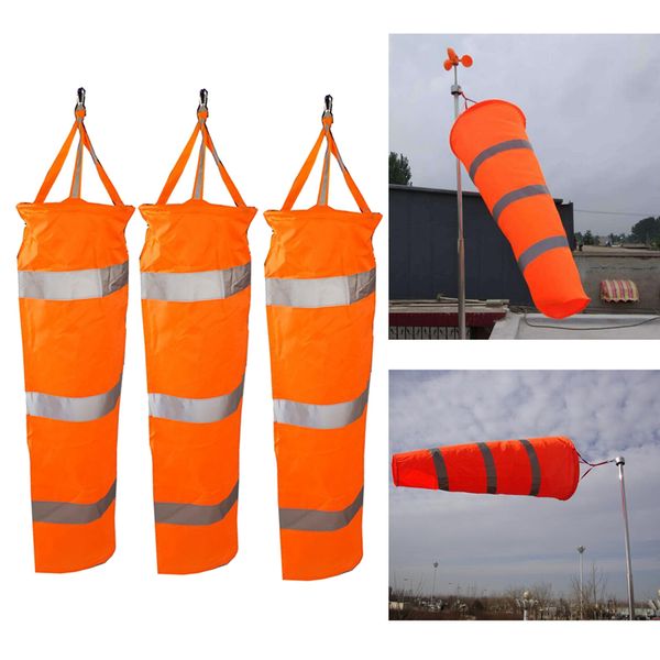 

3x 30\" aviation windsock airport lawn marine wind bag w/ reflective grommet