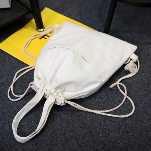 

school rucksack beach sports dance shopping tote shoulder bag handmade cotton canvas drawstring backpack