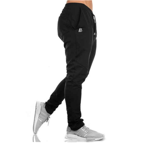 

autumn winter men cotton joggers sweatpants man gym fitness trousers male brand sportswear casual fashion slim drawstring pants, Black