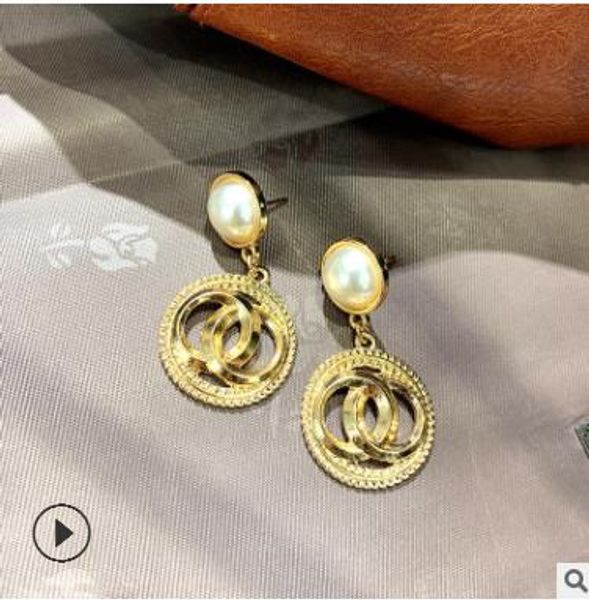 

925 silver needle aristocratic palace restoring ancient ways wind pearl earring female long metal geometry circle eardrop earrings in europe
