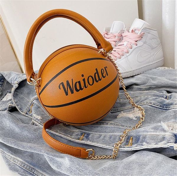 

elegant chain basketball crossbody tote shoulder bag for women 2020 newset luxury basketball handbags ladies cross body #96948