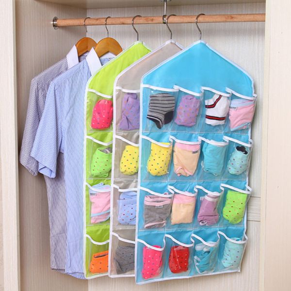 

home 16 pockets wall wardrobe hanging organizer sundries jewelry storage bags underwear cosmetics hanger organizer
