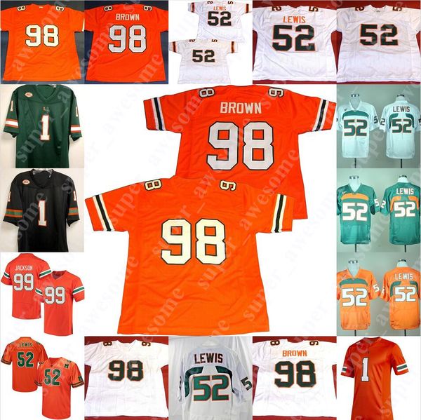 Maglia da calcio Miami Hurricanes 20 Bernie Kosar 78 Bryant McKinnie 11 Ken Dorsey 36 Bennie Blades 81 Kellen Winslow Jr