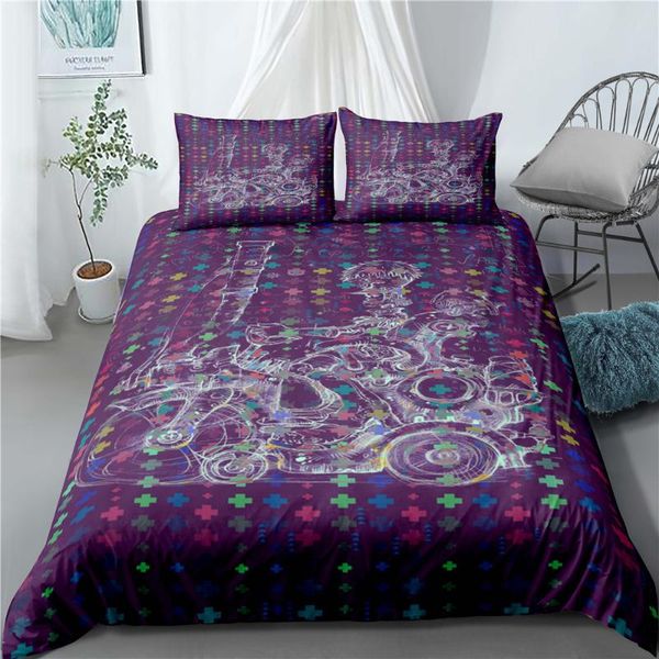 

abstract art motorcycle bedding set bedroom decor doona hypoallergenic purple background 1pc duvet cover with pillowcase