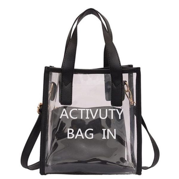 

jhd-fashion letter tote shoulder bag lady messenger bag messenger tote transparent transparent jelly beach summer