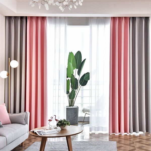 

scandinavian curtains for living dining room bedroom simple light splicing curtains multi-color optional customization