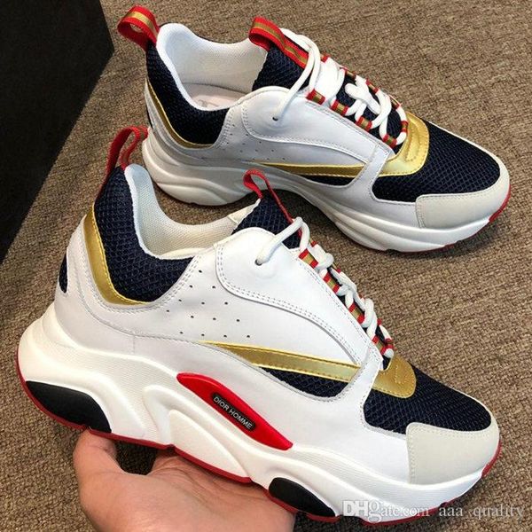 

2019 technical knit and calfskin sneaker women mens luxury designer shoes fashion black red and yellow mixed colors canvas lace up b22 shoes