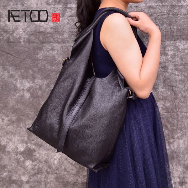 

aetoo brand cow leather tote bags designer cowhide handbags women shoulder bags fashion female large capacity liner bag