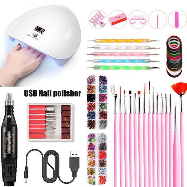 

45w usb smart induction nail dryer lamp uv ptherapy light nails polisher set