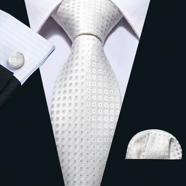 

hi-tie new arriving ties men fashion sliver plaid neck tie pocket square cufflinks set for mens business party n-5077, Black;blue