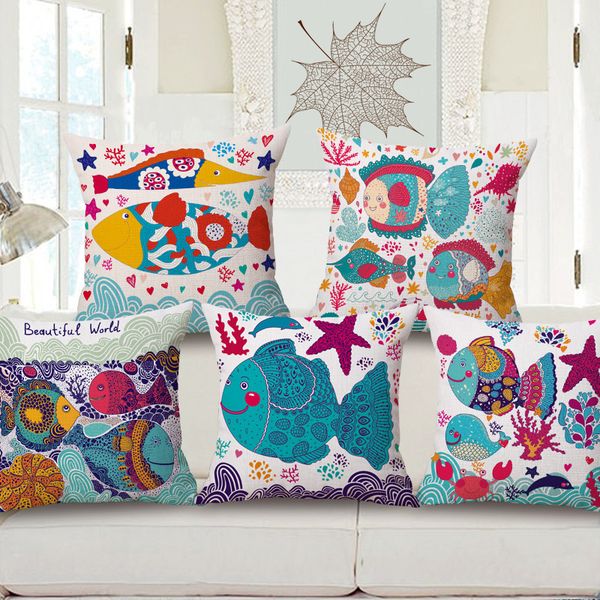 

cartoon fish hold pillow case sofa cushion gift customized