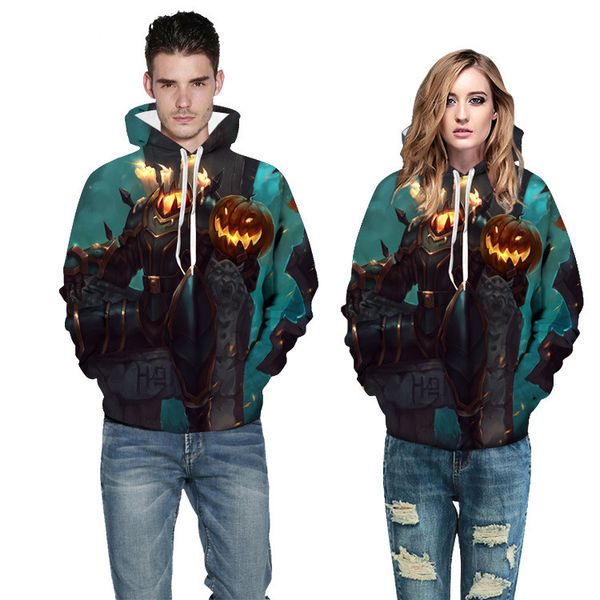 

Dark Styles Mens Designer Hoodies Pumpkin 3D Printed Womens Hoodies Casual Halloween Party Couples Matching Clothes