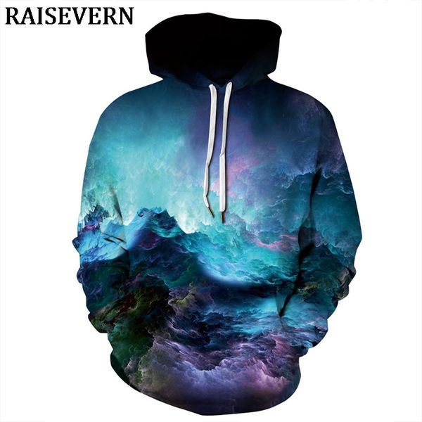 

men's long sleeve hoodies 3d space galaxy hooded casual loose streetwear sweatshirt clothing 2019, Black