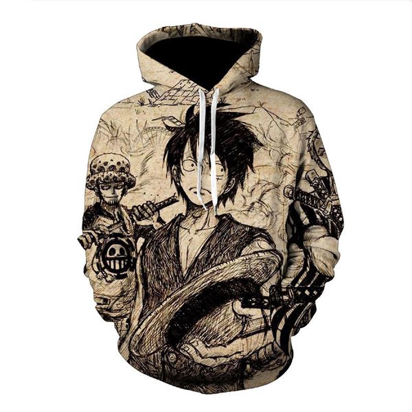 

anime one piece hoodies 3d print pullover sweatshirt monkey d luffy ace sabo battle tracksuit outfit casual outerwear, Black