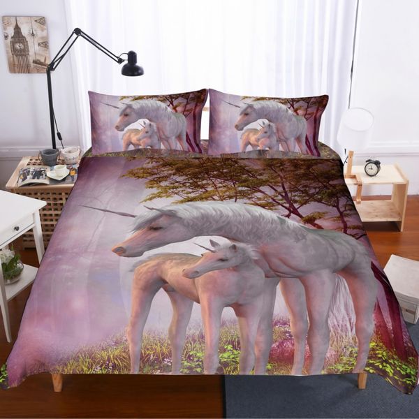 

3d anime suicide square soft printed pillowcases bedding set  king size dropshipping animal children gift unicorn forest