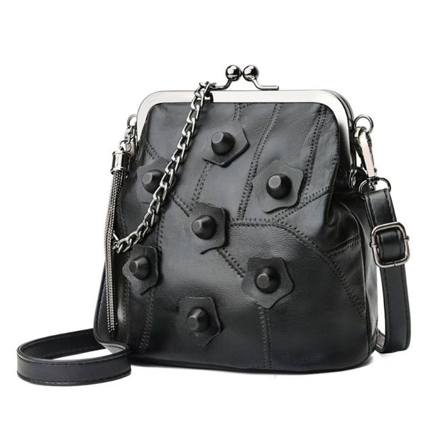 

mini chain sheepskin rivet tassel crossbody bag casual handbags clutch women shoulder bags