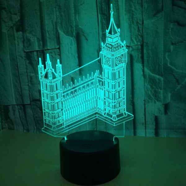 

building big ben 3d small night light colorful touch led visual 3d lamp gift customized acrylic led 3d light fixtures