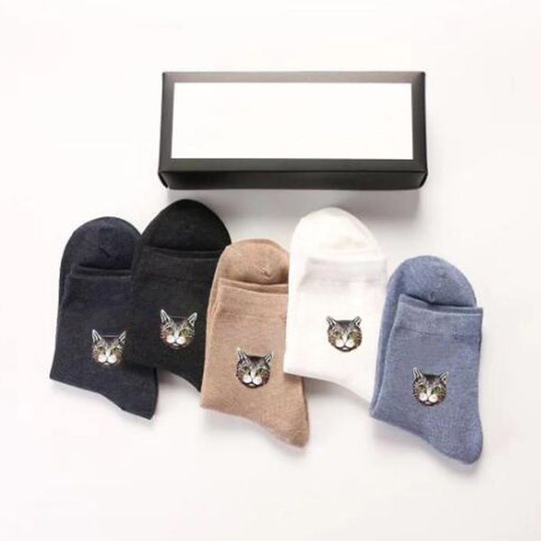 

5 pairs/box luxury socks fashion men women sport casual sock cotton sup designer socks size 70 boxes, Black