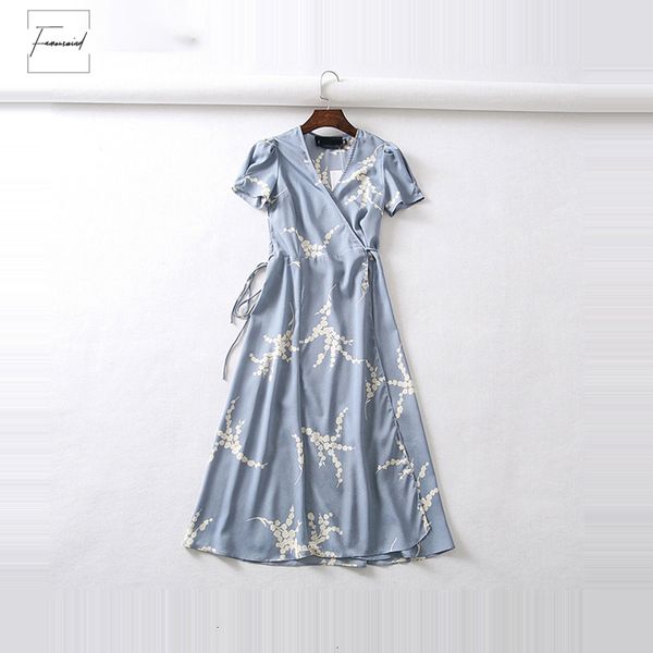 

summer beach dress flower short sleeve dot print women short sleeve chiffon korean fashion work v neck party wrap dress, Black;gray