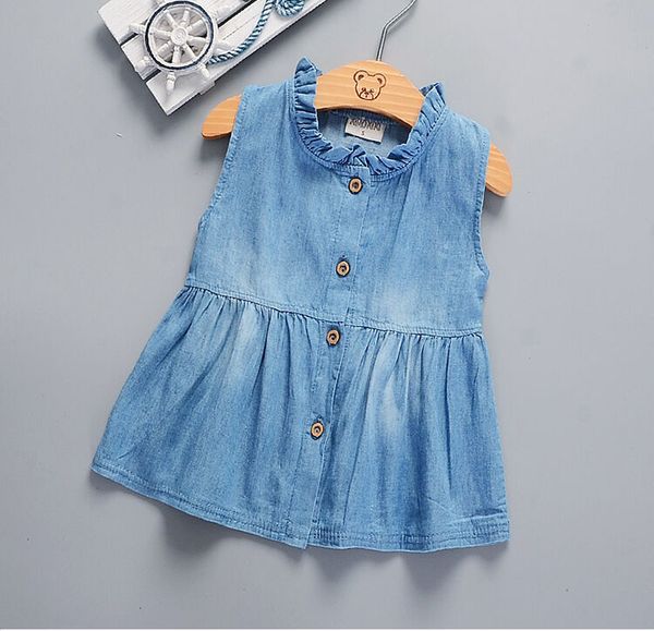 

baby girls summer denim dress toddler newborn kids clothes outfits fashion comfortable dress hot, Red;yellow