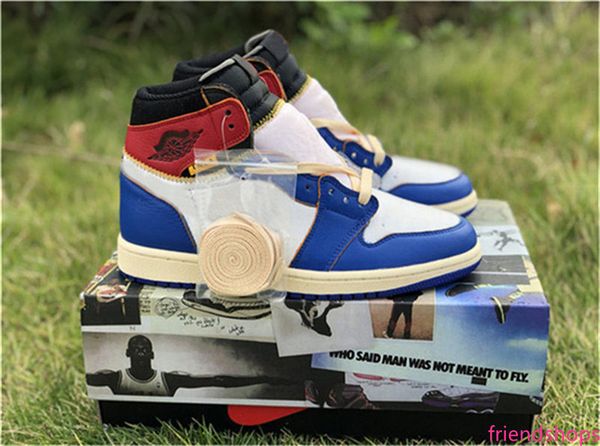 

2019 authentic union x 1 high og nrg los angeles blue toe varsity red storm 1s basketball shoes man sneakers with box