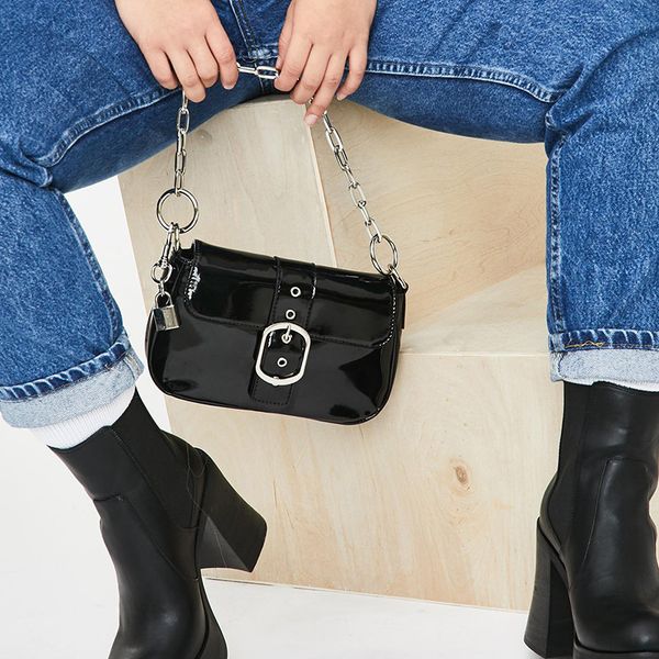 

chic bag shoulder bag women handbags lady black patent tote bags clutch for woman